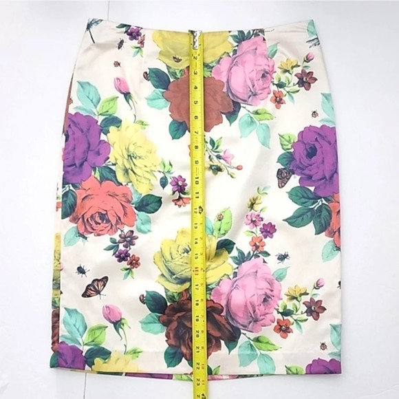 Sandra Angelozzi Women's Silk Cotton Blend Floral Print Mult Skirt Lined Size 36 - Picture 14 of 15